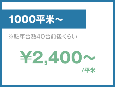 1000平米～、\2,400/平米